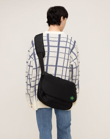 Green Flower Embroidered Cross Messenger Bag